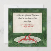 Groene Damask n Holly Foto Kerst Kaart (Achterkant)