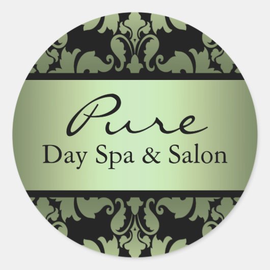 Groene Damask Sticker (Voorkant)