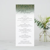 Groene Damask Wedding Menu Kaart (Staand voorkant)
