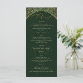 Groene Damask Wedding Menu Kaart (Staand voorkant)
