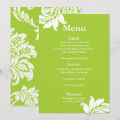 Groene Damast bruiloft Menu (Voorkant / Achterkant)