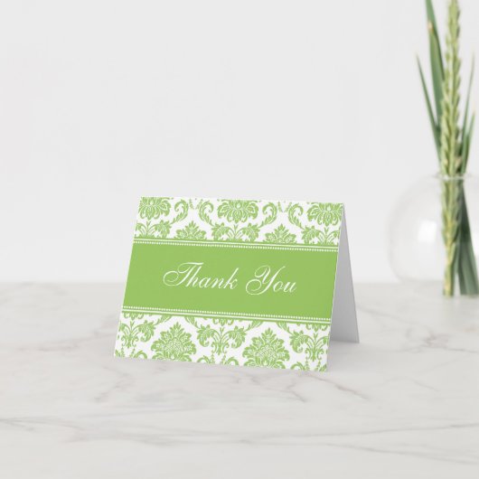 Groene Damast Dankkaartjes Bedankkaart (Voorkant)