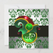 GROENE DAMAST ,ELFENMUTS ST.PATRICKS FEESTJE MONOG KAART (Voorkant)