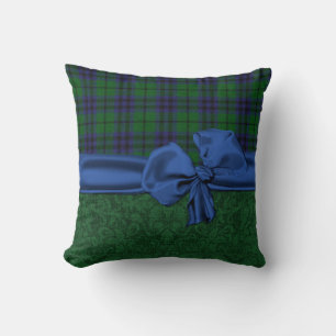 Groene Damast en Schotse Plaid Kussen
