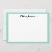 Groene Damast Frans ontwerp gepersonaliseerd Notitiekaartje (Voorkant)