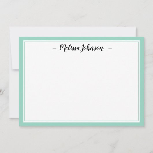 Groene Damast Frans ontwerp gepersonaliseerd Notitiekaartje (Voorkant)
