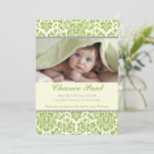 Groene Damast Geboorteaankondiging Aankondiging (Staand voorkant)
