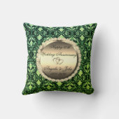 Groene Damast Harten 50e bruiloft Jubileum Kussen (Achterkant)
