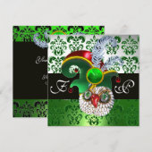 GROENE DAMAST, JUIWELEN UIL, ELFENHOED, DIAMANTEN  KAART (Voorkant / Achterkant)