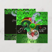 GROENE DAMAST, JUIWELEN UIL, ELFENHOED, DIAMANTEN  KAART (Voorkant / Achterkant)