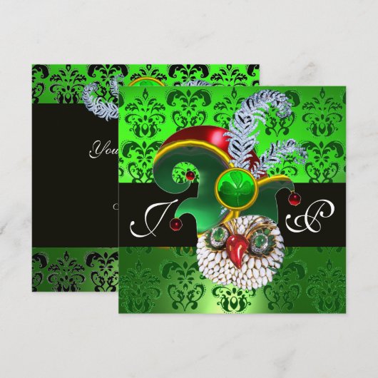 GROENE DAMAST, JUIWELEN UIL, ELFENHOED, DIAMANTEN  KAART (Voorkant / Achterkant)