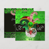 GROENE DAMAST, JUIWELEN UIL, ELFENHOED, DIAMANTEN  KAART (Voorkant / Achterkant)