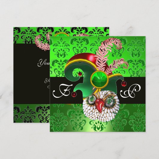 GROENE DAMAST, JUIWELEN UIL, ELFENHOED, DIAMANTEN  KAART (Voorkant / Achterkant)