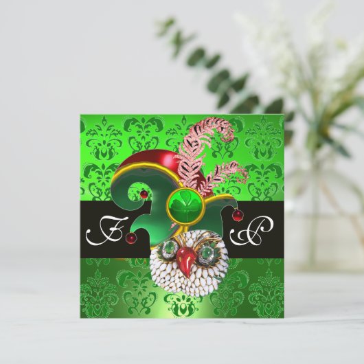 GROENE DAMAST, JUIWELEN UIL, ELFENHOED, DIAMANTEN  KAART (Staand voorkant)