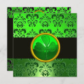 GROENE DAMAST MET KLAVER ,zwart Kaart (Voorkant / Achterkant)