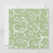 Groene Damast met Roze Huwelijksuitnodiging Kaart (Achterkant)