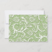 Groene Damast met Roze Reply Kaart (Achterkant)