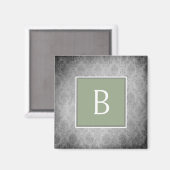 Groene  Damast Monogram Magneet (Voorkant / Achterkant)