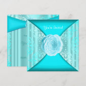 Groene Damast Roos Groenblauw Alle Gelegenheden Kaart (Voorkant / Achterkant)