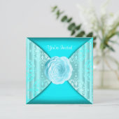 Groene Damast Roos Groenblauw Alle Gelegenheden Kaart (Staand voorkant)