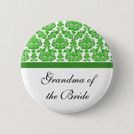 groene damast trouwknopen ronde button 5,7 cm (Voorkant)