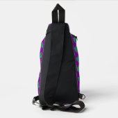 Groene damastpatroon op paars sling bag (Achterkant)