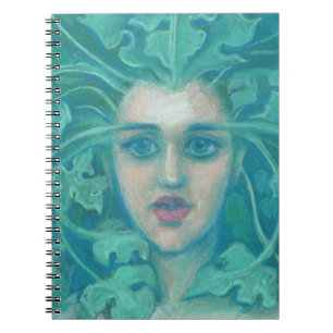 Groene dame/boskoningin, fantasiekunst notitieboek