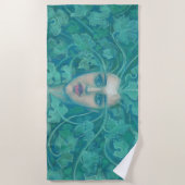 Groene Dame, Boskoningin, pastels, fantasiekunst Strandlaken (Voorkant)