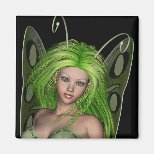 Groene Dame Fairy 1 - 3D Fantasy Kunst - Magneet (Voorkant)