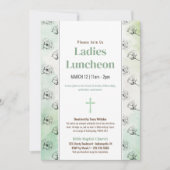 Groene Dames Kerk Luncheon Schetste Bloemen Kaart (Voorkant)