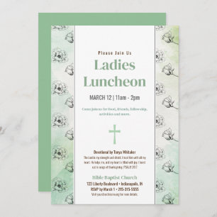 Groene Dames Kerk Luncheon Schetste Bloemen Kaart