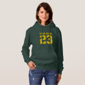Groene dameshoodie met aangepaste jersey nummer hoodie (Voorkant volledig)
