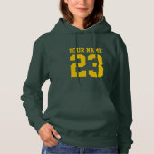 Groene dameshoodie met aangepaste jersey nummer hoodie (Voorkant)