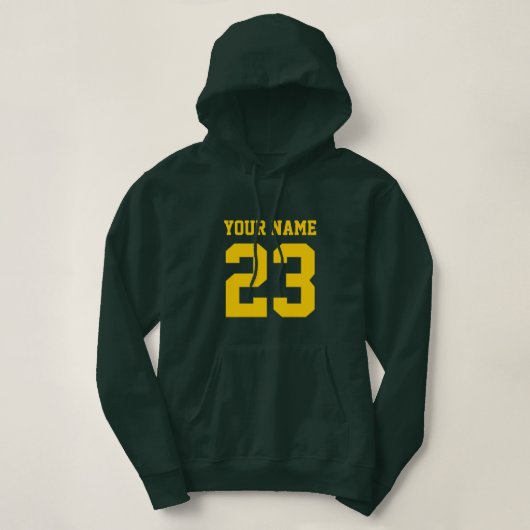 Groene dameshoodie met aangepaste jersey nummer hoodie (Design voorkant)