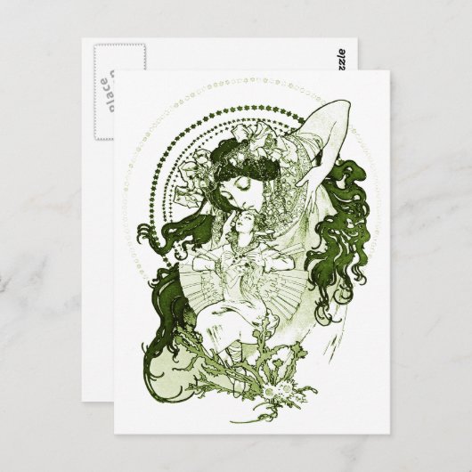 -groene-damestuin briefkaart (Voorkant / Achterkant)