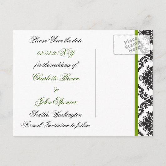 groene damp Sla de datum op Aankondigingskaart (Achterkant)