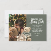 Groene dank je beary kerstbeer bedankkaart (Voorkant)