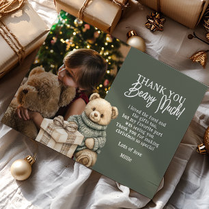 Groene dank je beary kerstbeer bedankkaart