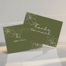 Groene "Dank je zeer" met de hand getekende wilde  Bedankkaart