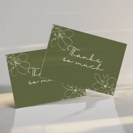 Groene "Dank je zeer" met de hand getekende wilde Bedankkaart