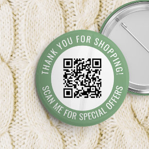 Groene Dank u en Scannen me Promotie QR Code Ronde Button 5,7 Cm
