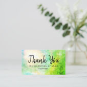 Groene dank voor de steun aan mijn klein visitekaartje (Staand voorkant)