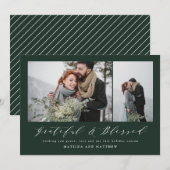 Groene dankbare & gezegende moderne script kerst feestdagenkaart (Voorkant / Achterkant)