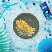 Groene Dankbare Zonnebloem Thanksgiving Papieren Bordje (Feest)