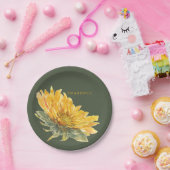 Groene Dankbare Zonnebloem Thanksgiving Papieren Bordje (Feest)