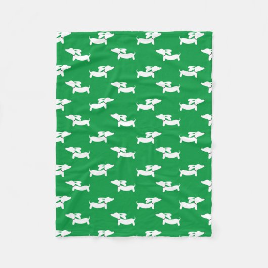 Groene Dansende Dachshunds Fleece Deken Ontwerp (Voorkant)