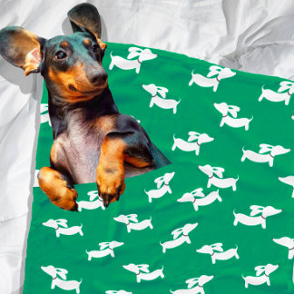 Groene Dansende Dachshunds Fleece Deken Ontwerp