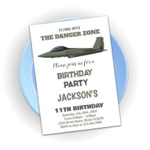 Groene Dark Fighter Jet Verjaardag Uitnodigingen