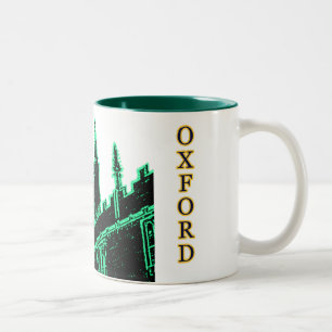 Groene de Spiralen van de Bouw van Oxford Engeland Tweekleurige Koffiemok