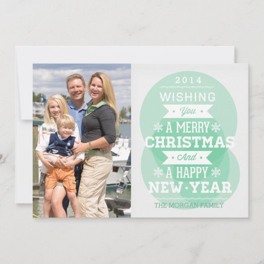 Groene de vakantiefoto van Kerstmis van de Feestdagenkaart (Voorkant)